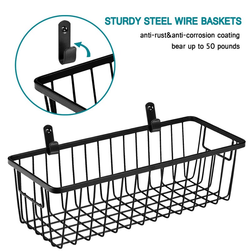 SheeChung Farmhouse Decor Metal Wire Bathroom Storage Organizer Basket Bins - for Cabinets, Shelves, Closets, Vanity Countertops, Under Sinks, Pantry, Laundry Room, Garage - Small, 2 Pack (Black) - Image 3
