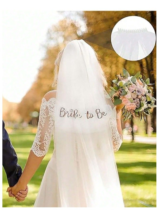 طقم إكسسوارات للعروس بتصميم وردي وذهبي وردي، يشمل طرحة، وشاح “Bride to Be”، تاج “Bride” وملصقات مؤقتة، مثالي لحفلات توديع العزوبية والتصوير. - Image 5
