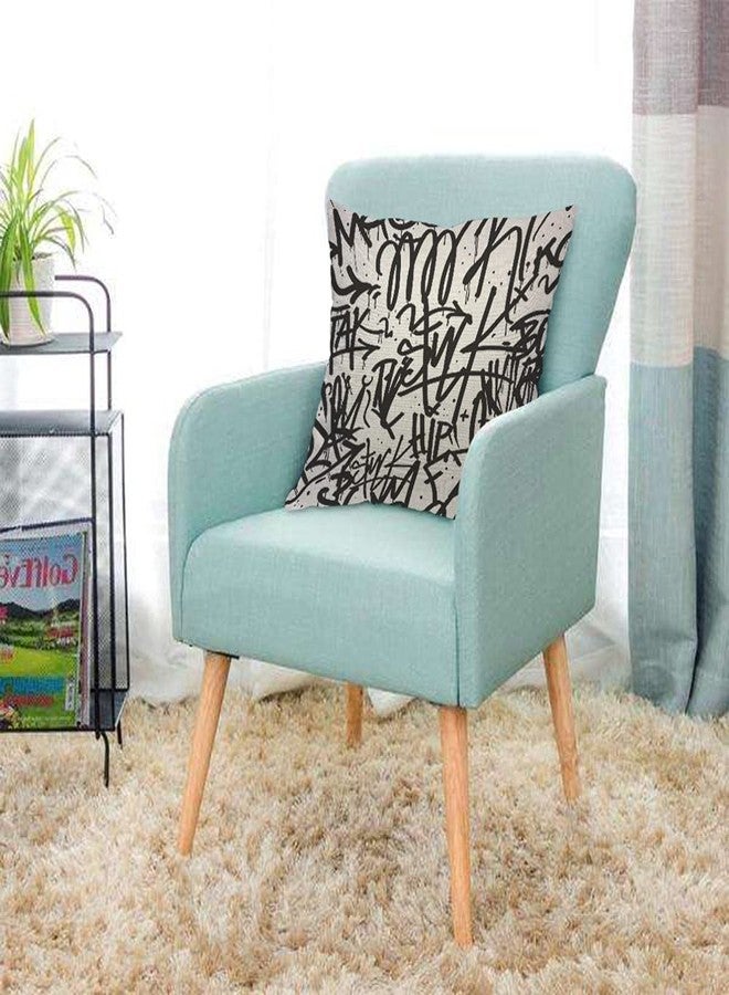AOYEGO Graffiti Line Throw Pillow Cover Creative Artistic Doodle Ink Classic Monochrome Pillow Case 18x18 Inch Decorative Cotton Linen Square Cushion for Home Couch Bed - Image 3