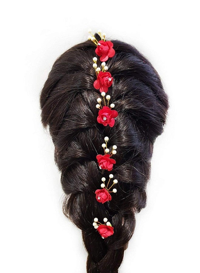 AASA Hair Bun Clips Juda Pins for Girls and Women Red Set of 6Pcs Pack of 1 - Image 1