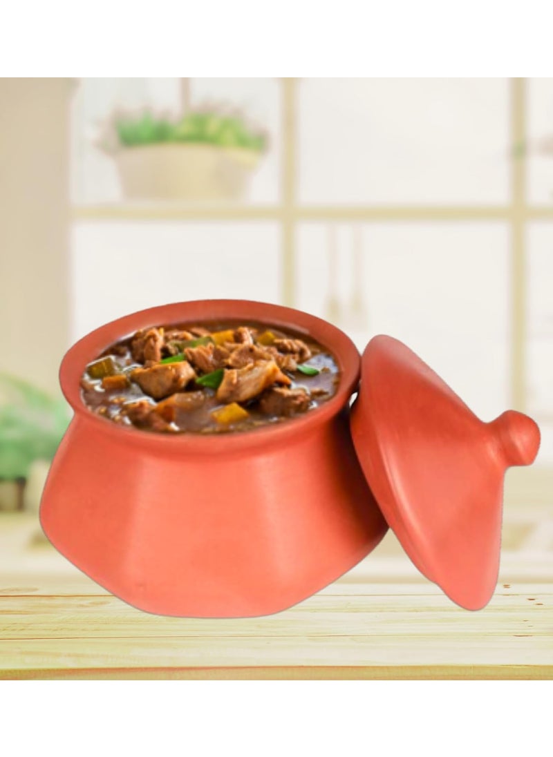 Terra Charms Terra Charms Clay Pot for Serving Gosht Bowl Handi Clay Handi for Kitchen Safe Lightweight Durable Clay Bowl Handi Brown Colour 700ml Pack of 1  - Image 1