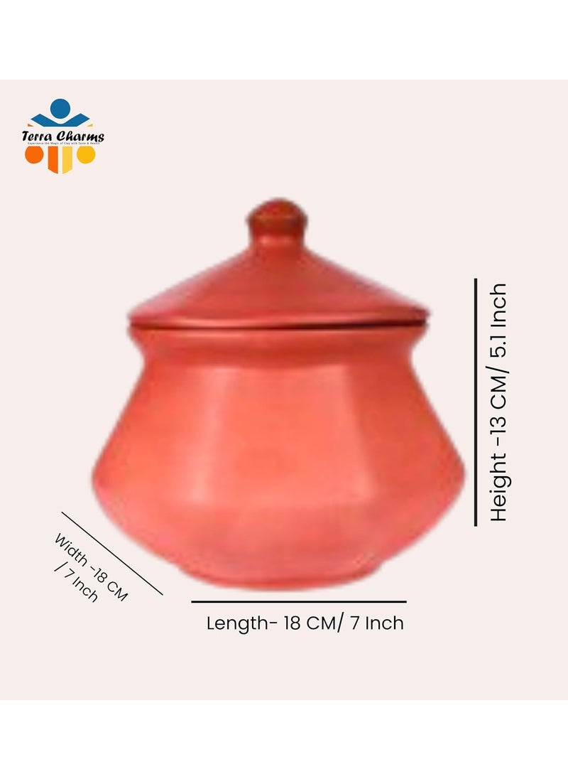 Terra Charms Terra Charms Clay Pot for Serving Gosht Bowl Handi Clay Handi for Kitchen Safe Lightweight Durable Clay Bowl Handi Brown Colour 700ml Pack of 1  - Image 3