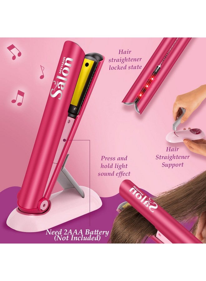 G.C Girls Hair Salon Toys Kids Pretend Play Hair Styling Kit With Realistic Blow Dryer Straightener Stylist Apron Scissors Accessories Beauty Makeup Set Birthday Gifts For Toddler Girls 3 4 5 6+ - Image 3
