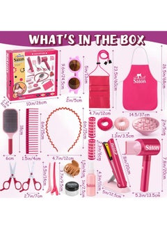 G.C Girls Hair Salon Toys Kids Pretend Play Hair Styling Kit With Realistic Blow Dryer Straightener Stylist Apron Scissors Accessories Beauty Makeup Set Birthday Gifts For Toddler Girls 3 4 5 6+  - Image 4