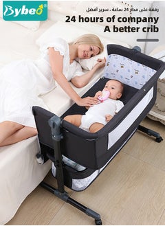 Bybeo 4-in-1 Baby Bedside Crib, Folding Baby Bassinet,Infant Cots, Portable Babies Bed Adjustable Infant Sleeper With Mosquito Net, Diaper Changing Table, Mattress & Storage Basket  - Image 2