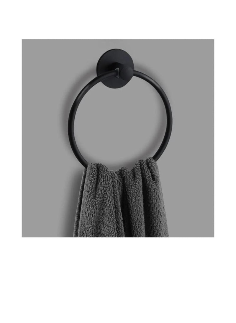 "Wall Mounted Matte Black Towel Ring Holder for Bathroom & Kitchen – Rustproof Stainless Steel"  - Image 1
