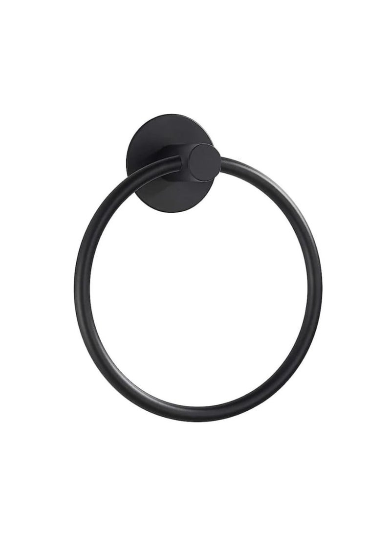 "Wall Mounted Matte Black Towel Ring Holder for Bathroom & Kitchen – Rustproof Stainless Steel"  - Image 2