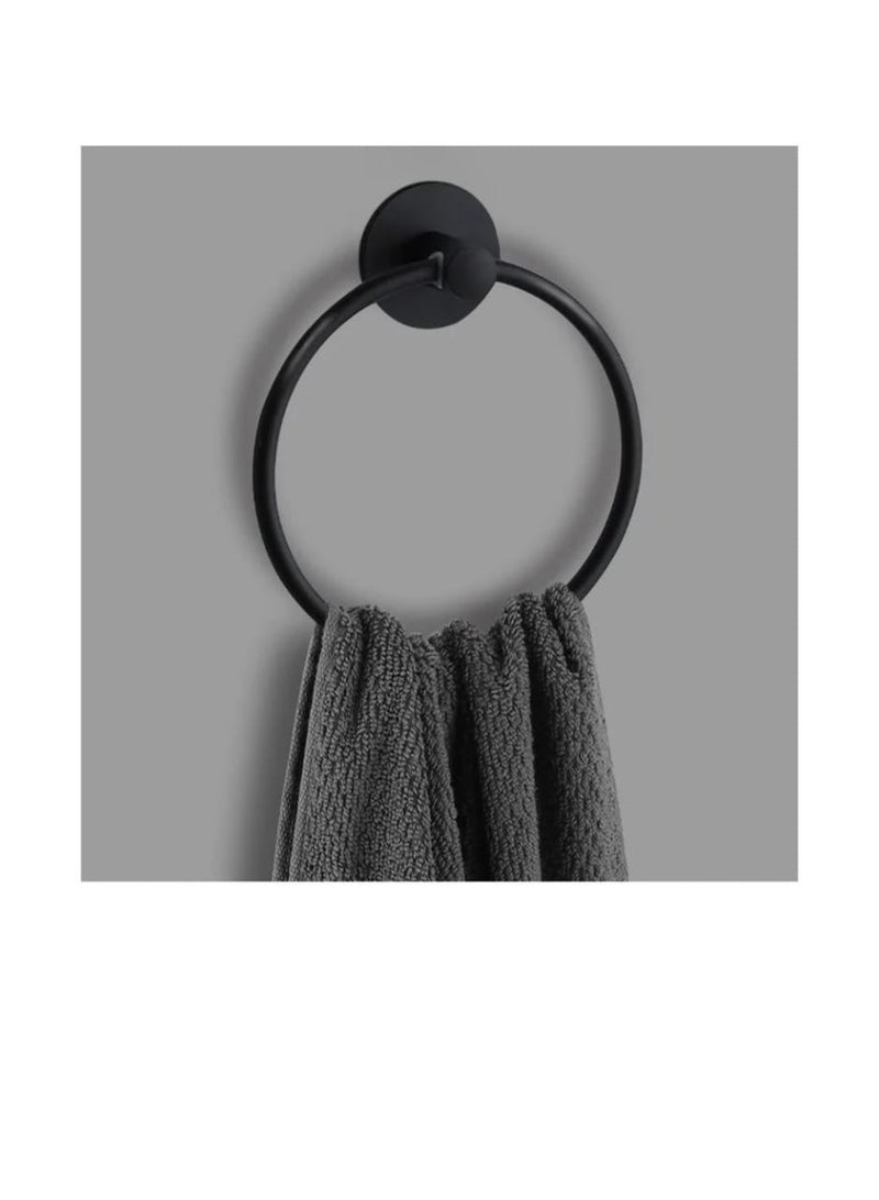 "Wall Mounted Matte Black Towel Ring Holder for Bathroom & Kitchen – Rustproof Stainless Steel" - Image 4