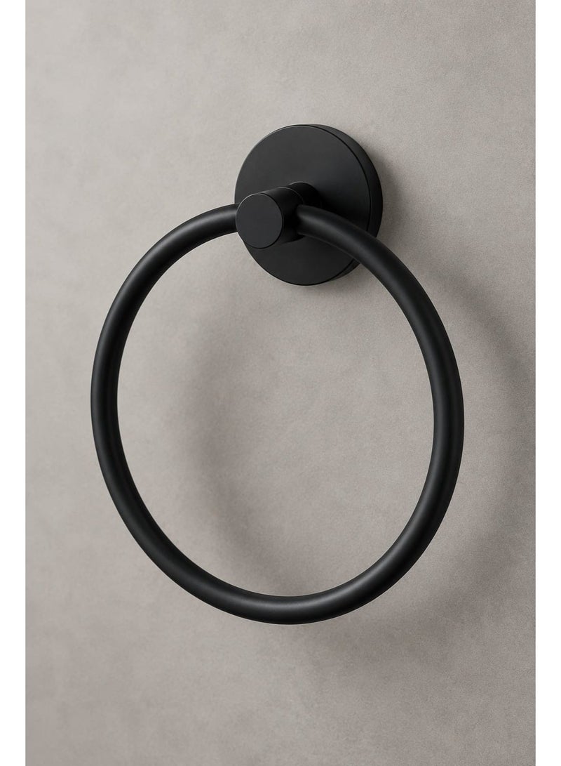 "Wall Mounted Matte Black Towel Ring Holder for Bathroom & Kitchen – Rustproof Stainless Steel" - Image 3