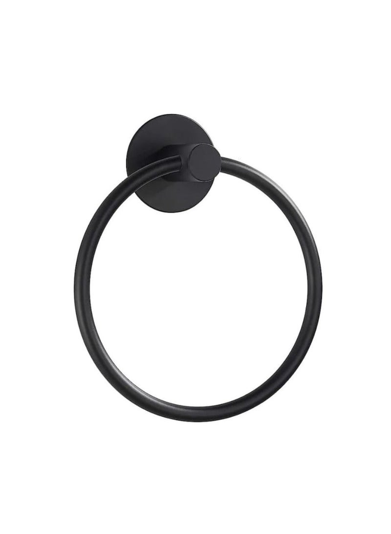 "Wall Mounted Matte Black Towel Ring Holder for Bathroom & Kitchen – Rustproof Stainless Steel" - Image 5