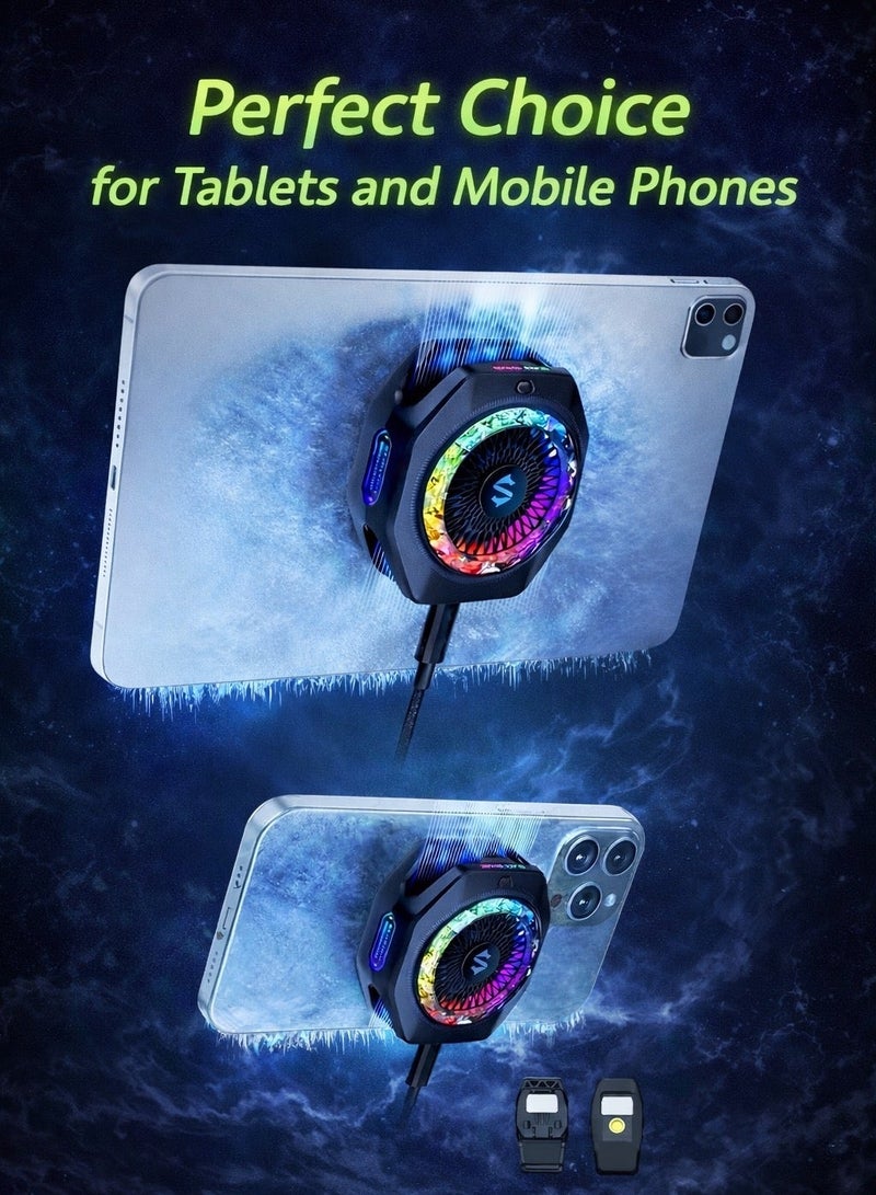 BLACK SHARK Phone Cooler Black Shark 5 Pro Magnetic Phone/Tablet Cooler – 35W Ultra-Cooling Gaming Fan with RGB LED, APP Smart Temperature Control, Detachable Handle – For iPhone, RedMagic, Samsung, Android, iPad & Tablets (Perfect for PUBG Mobile, COD & Heavy Gaming) - Image 3