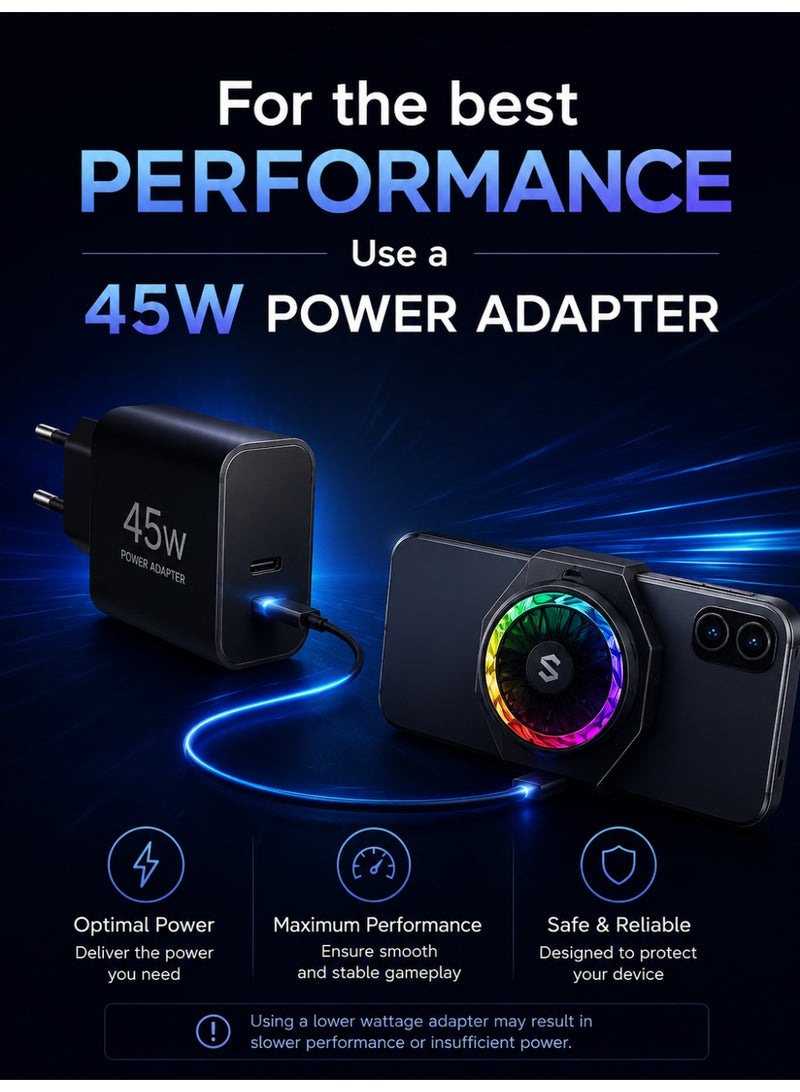 BLACK SHARK Phone Cooler Black Shark 5 Pro Magnetic Phone/Tablet Cooler – 35W Ultra-Cooling Gaming Fan with RGB LED, APP Smart Temperature Control, Detachable Handle – For iPhone, RedMagic, Samsung, Android, iPad & Tablets (Perfect for PUBG Mobile, COD & Heavy Gaming) - Image 5
