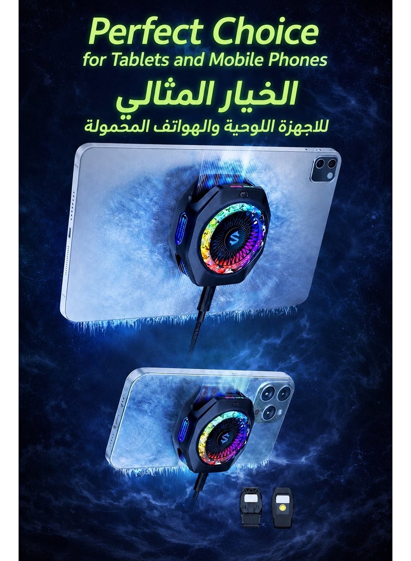 BLACK SHARK Phone Cooler Black Shark 5 Pro Magnetic Phone/Tablet Cooler – 35W Ultra-Cooling Gaming Fan with RGB LED, APP Smart Temperature Control, Detachable Handle – For iPhone, RedMagic, Samsung, Android, iPad & Tablets (Perfect for PUBG Mobile, COD & Heavy Gaming) - Image 4