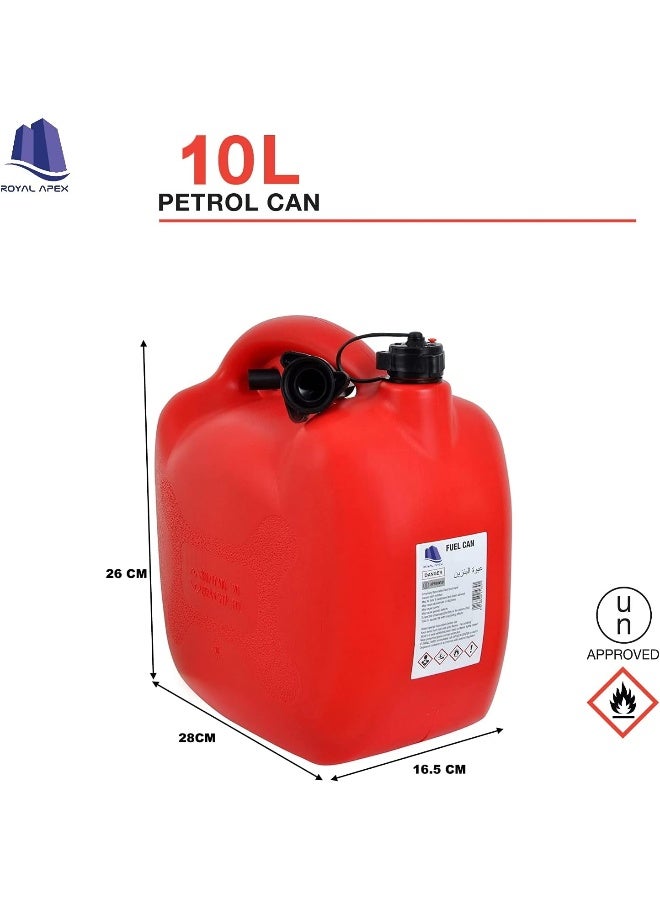 Royal Apex Jerry Can Pvc Fuel Can Container For Oil Petrol Diesel Storage Moving Red Cans Un Regulations Approved Heavy Duty Backup Petrol Tanks Mount For Motorcycle Suv Atv Most Cars 10 Ltr  - Image 2