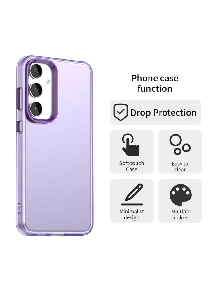 For Samsung Galaxy S25 FE Case PC+TPU+PET Matte Anti-Drop Phone Back Cover - Purple - Image 4