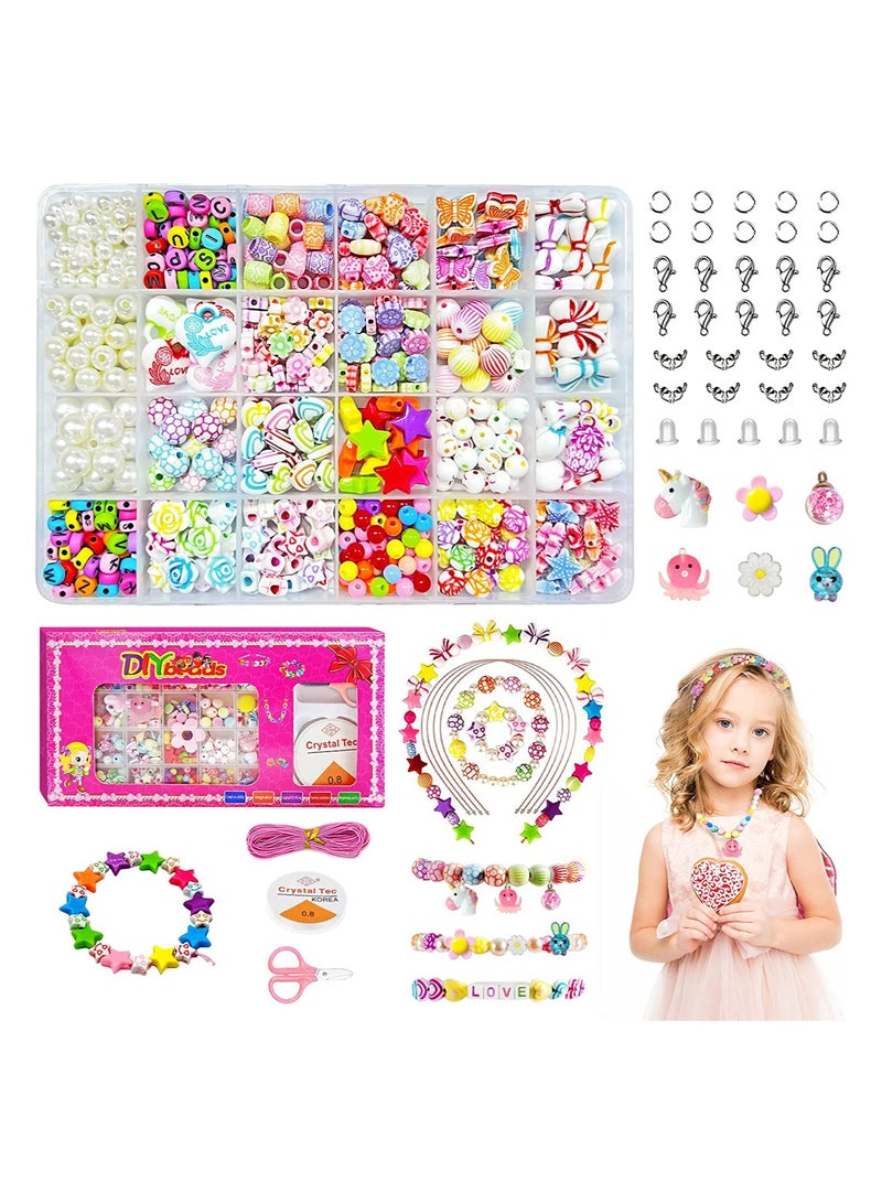 KASTWAVE SYOSI Girls DIY Bracelet Making Kit, 580 Pieces Jewelry Making Supplies Beads DIY Art Crafts Supplies Set, Birthday Children's Day Gifts for Girls Age 6-10 - Image 1