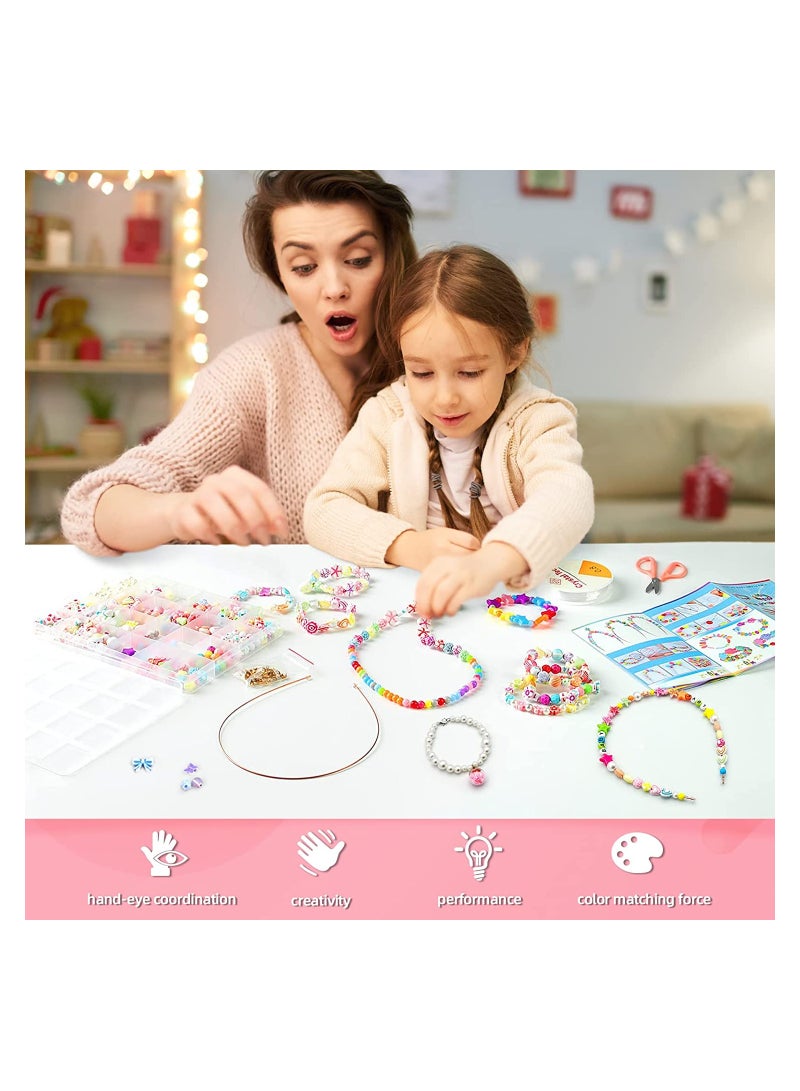 KASTWAVE SYOSI Girls DIY Bracelet Making Kit, 580 Pieces Jewelry Making Supplies Beads DIY Art Crafts Supplies Set, Birthday Children's Day Gifts for Girls Age 6-10 - Image 2