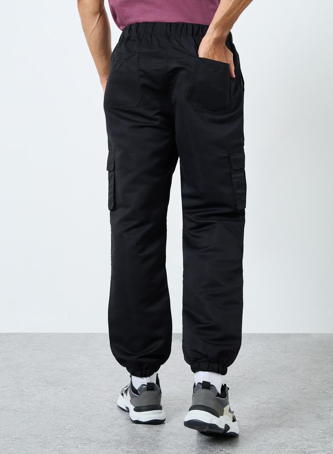 Take Two Styli Solid Relaxed Fit Cargo Pants with Drawstring - Image 4