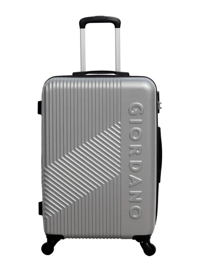 GIORDANO GIORDANO Logo Series Check-In Medium Suitcase Silver, ABS Hard Shell Lightweight Durable 4 Wheels Luggage Trolley Bag 24" With Secure 3 Digit Number Lock.