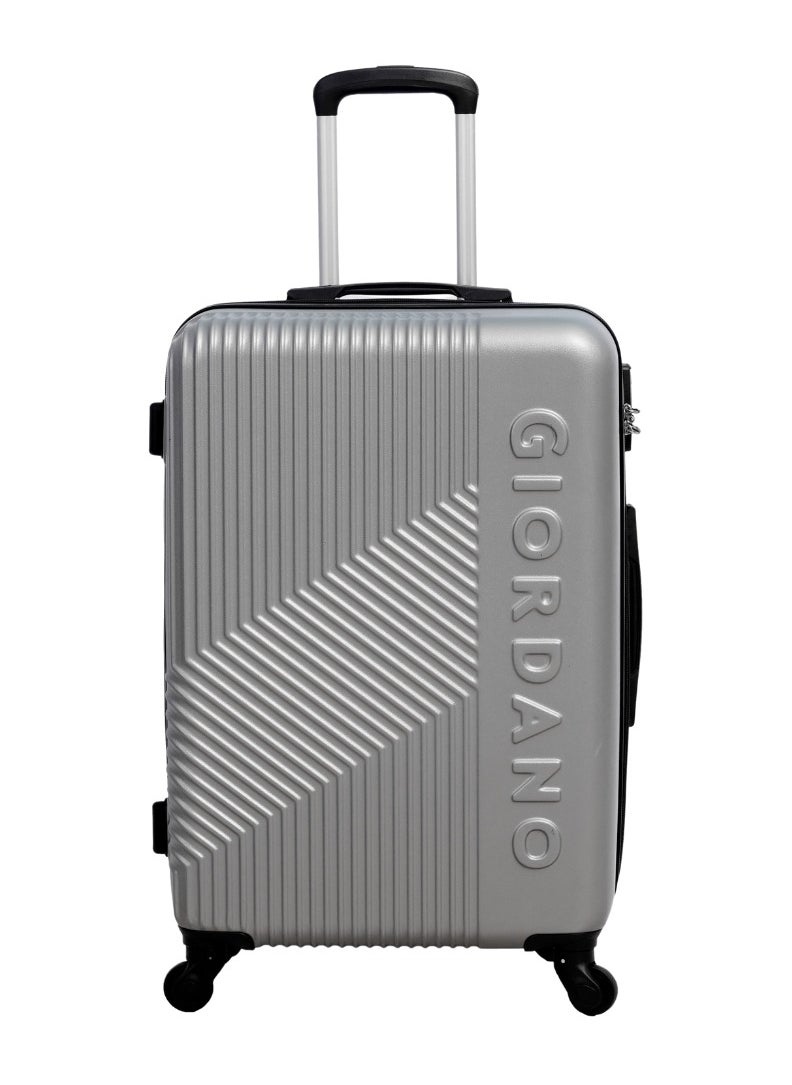 GIORDANO - GIORDANO Logo Series Check-In Medium Suitcase Silver, ABS Hard Shell Lightweight Durable 4 Wheels Luggage Trolley Bag 24" With Secure 3 Digit Number Lock. - Image 1