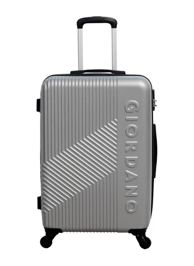 جيوردانو GIORDANO Logo Series Check-In Medium Suitcase Silver, ABS Hard Shell Lightweight Durable 4 Wheels Luggage Trolley Bag 24" With Secure 3 Digit Number Lock.