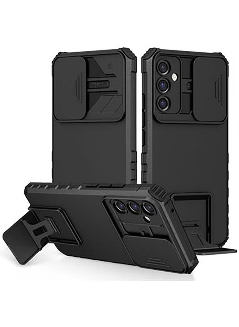 Generic TPU Tough PC Cover For Samsung Galaxy A55 Slide Camera Kickstand, Shockproof Protective Phone Case  - Image 1