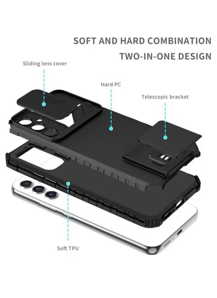Generic TPU Tough PC Cover For Samsung Galaxy A55 Slide Camera Kickstand, Shockproof Protective Phone Case  - Image 2