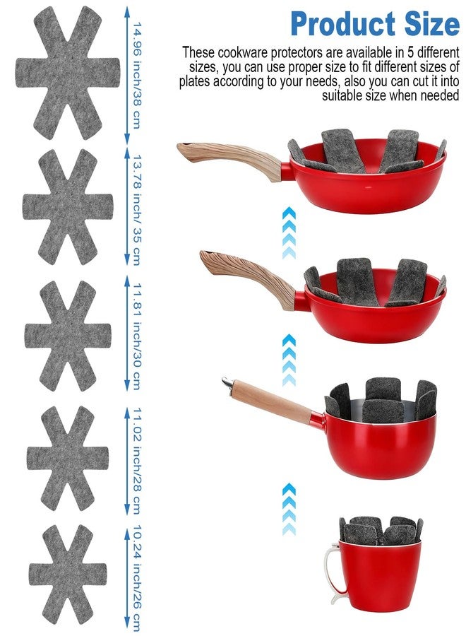 PercyEffie 40 Pcs Pot and Pan Protectors Bulk 5 Different Sizes, Thicker Felt Cookware Dividers Pan Protectors for Stacking Separators Pads for Protecting,Separating Pans Dish (10" 11" 12" 14" 15") - Image 2