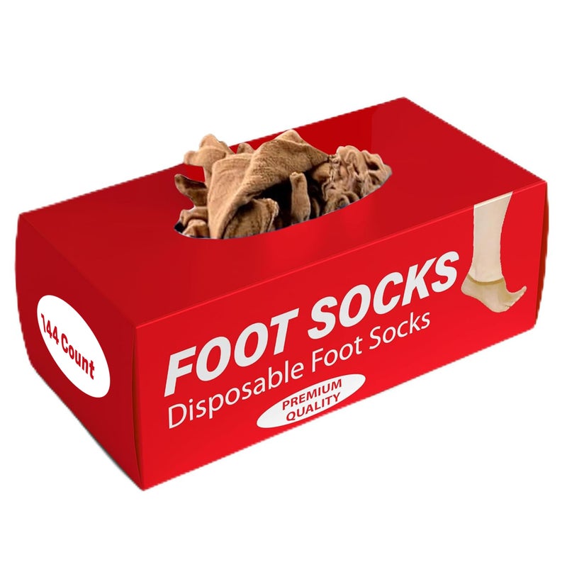 Leather Hero Disposable Try On Socks - Tan Footies for Women, 72 Pairs/144 Pieces - Image 1