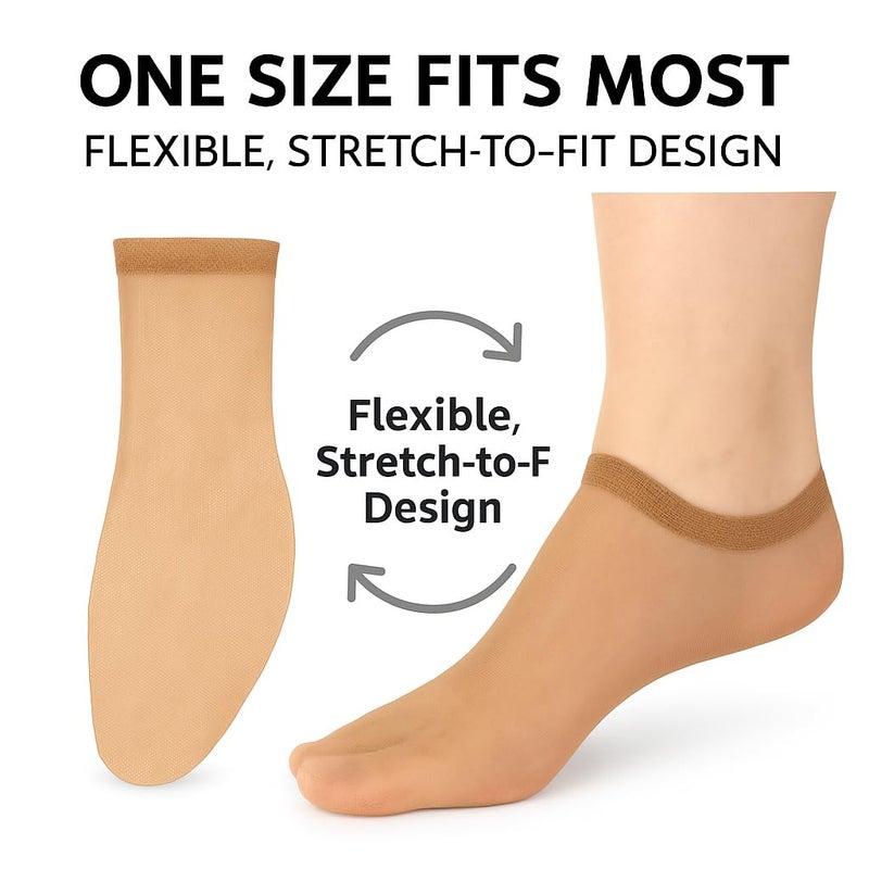 Leather Hero Disposable Try On Socks - Tan Footies for Women, 72 Pairs/144 Pieces - Image 3