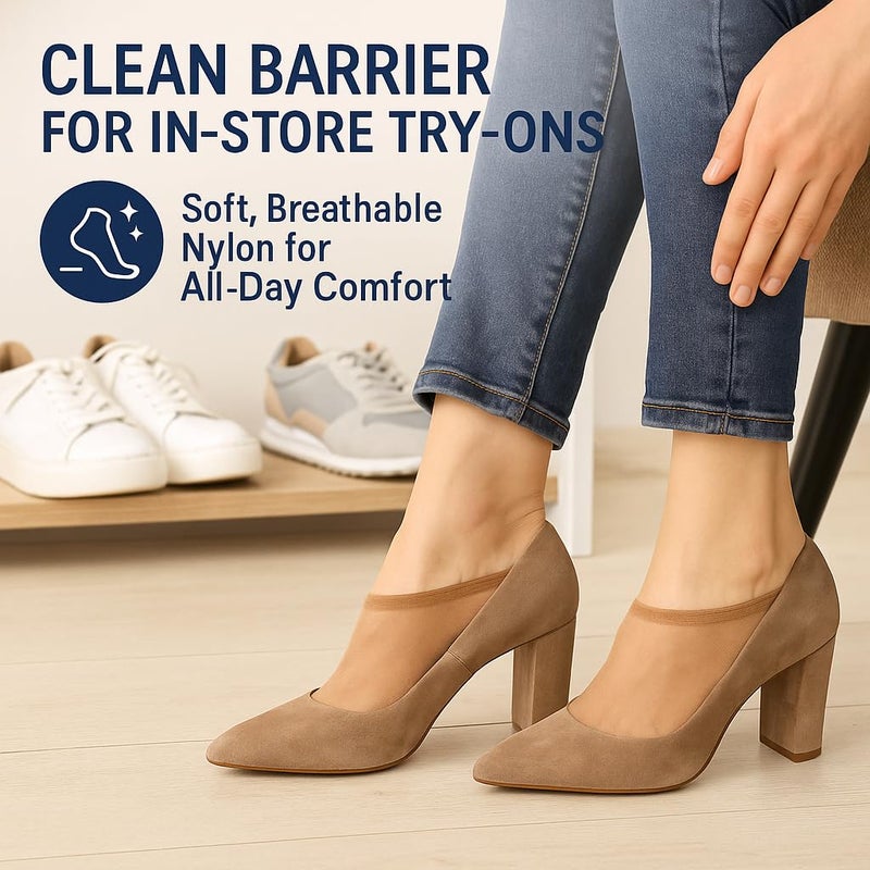 Leather Hero Disposable Try On Socks - Tan Footies for Women, 72 Pairs/144 Pieces - Image 4