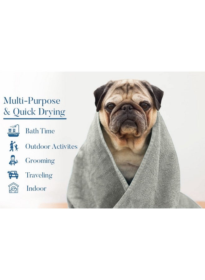 DAN RIVER Dog Towels for Drying Dogs Large, 100% Cotton Puppy Bath Towel, Ultra Soft 450 GSM Super Absorbent Quick Dry Pet Grooming Supplies, 20x40 inches, Silver - Image 2