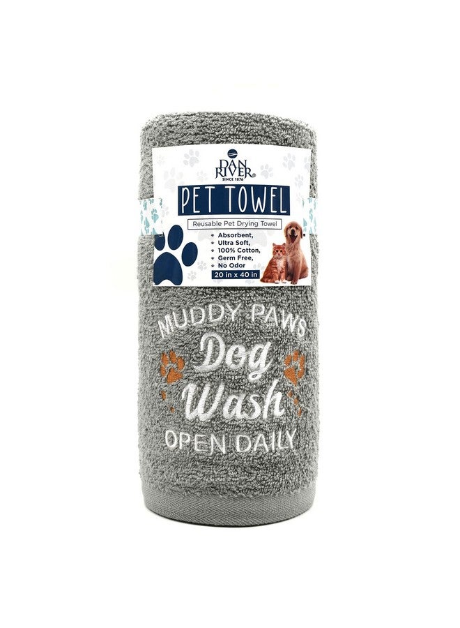 DAN RIVER Dog Towels for Drying Dogs Large, 100% Cotton Puppy Bath Towel, Ultra Soft 450 GSM Super Absorbent Quick Dry Pet Grooming Supplies, 20x40 inches, Silver - Image 5