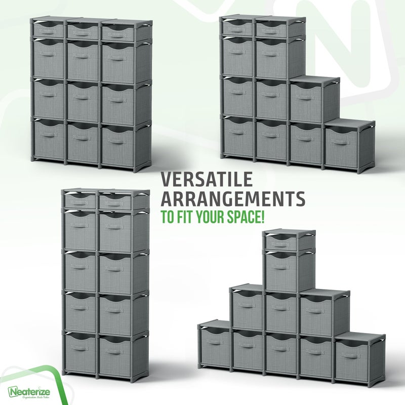 NEATERIZE Cube Storage Organizer with Storage Bins Included - The Perfect Closet Organizers and Storage Solution. Includes 12 Storage Cubes, Great For Toy Storage, Closet Storage, Clothes Storage (Grey) - Image 5