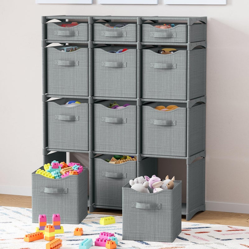 NEATERIZE Cube Storage Organizer with Storage Bins Included - The Perfect Closet Organizers and Storage Solution. Includes 12 Storage Cubes, Great For Toy Storage, Closet Storage, Clothes Storage (Grey) - Image 3