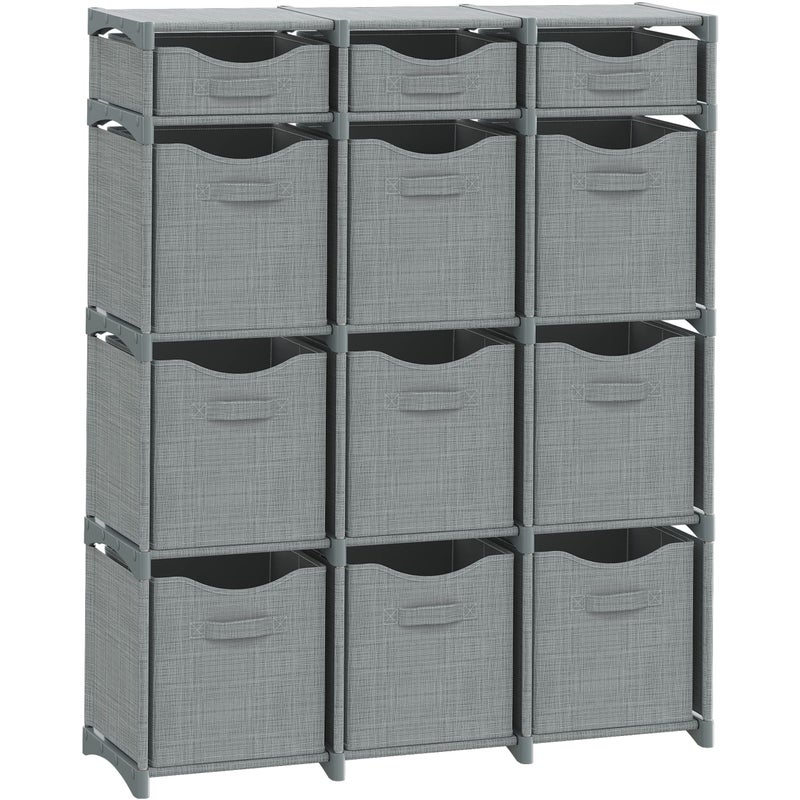 NEATERIZE Cube Storage Organizer with Storage Bins Included - The Perfect Closet Organizers and Storage Solution. Includes 12 Storage Cubes, Great For Toy Storage, Closet Storage, Clothes Storage (Grey) - Image 1