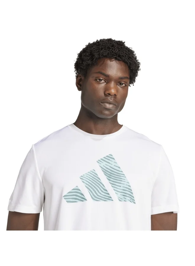 adidas تيشيرتات جري رجالي أبيض من أديداس