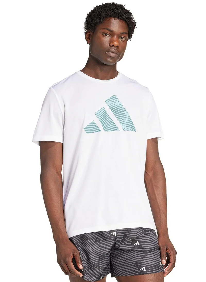 adidas تيشيرتات جري رجالي أبيض من أديداس