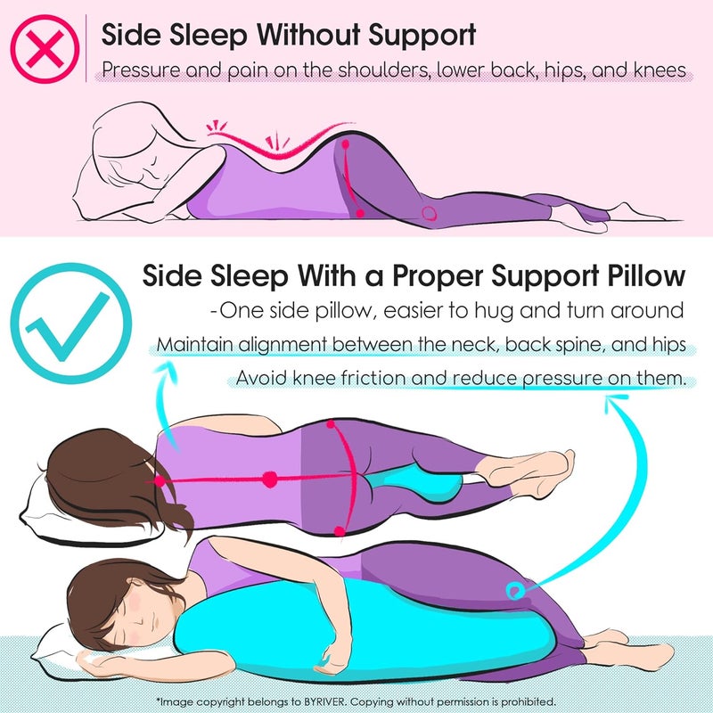BYRIVER 39" C Shaped Body Pillow for Side Sleeping Adults Men Women, Anxiety Relief Hugging Gaming Lap Pillow, Pregnancy Knees Separate Pillow, Gifts for New Moms, Removable Pillowcase(L) - Image 5