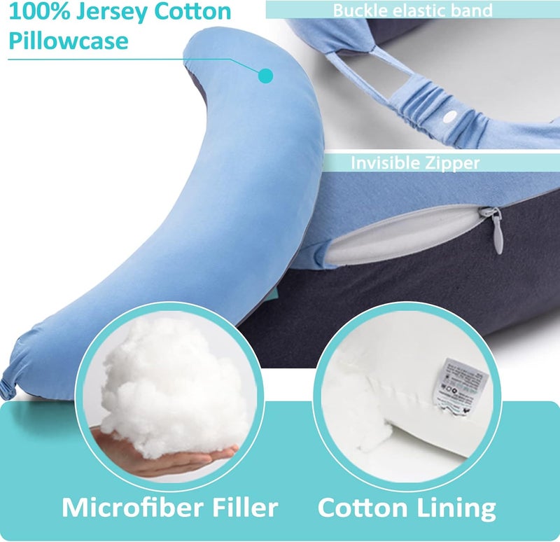 BYRIVER 39" C Shaped Body Pillow for Side Sleeping Adults Men Women, Anxiety Relief Hugging Gaming Lap Pillow, Pregnancy Knees Separate Pillow, Gifts for New Moms, Removable Pillowcase(L) - Image 4