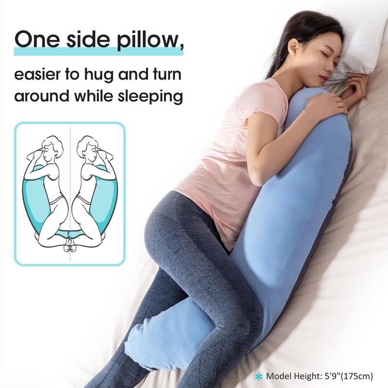 BYRIVER 39" C Shaped Body Pillow for Side Sleeping Adults Men Women, Anxiety Relief Hugging Gaming Lap Pillow, Pregnancy Knees Separate Pillow, Gifts for New Moms, Removable Pillowcase(L) - Image 2