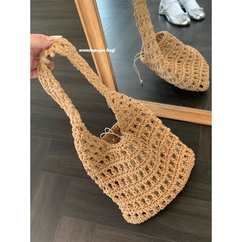 Large Capacity Woven Shoulder Tote Bag - Image 2