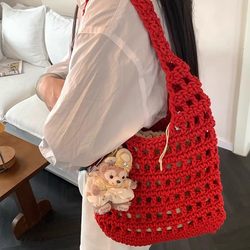 Large Capacity Woven Shoulder Tote Bag - Image 4
