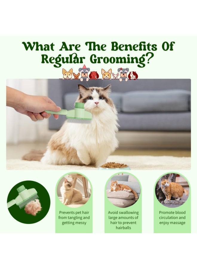 general Pet Hair Removal Comb, Flea Comb for Cats, Cat Brush for Short and Long Hair with Release Button, Grooming Supplies for Indoor Cats and Dogs - Image 2