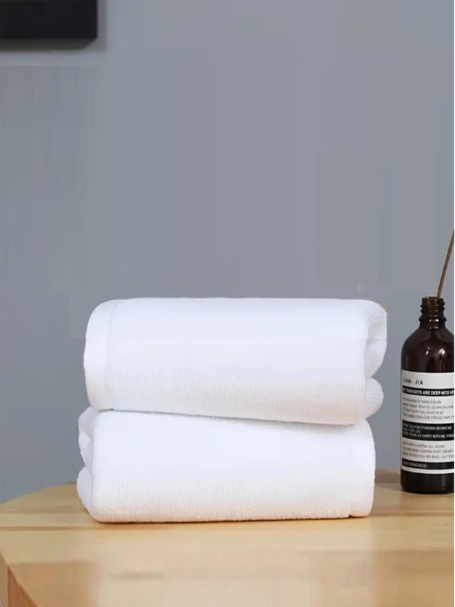 1CHASE Pack of 2 - Cotton Bath Towel, White 70x140cm - Image 1