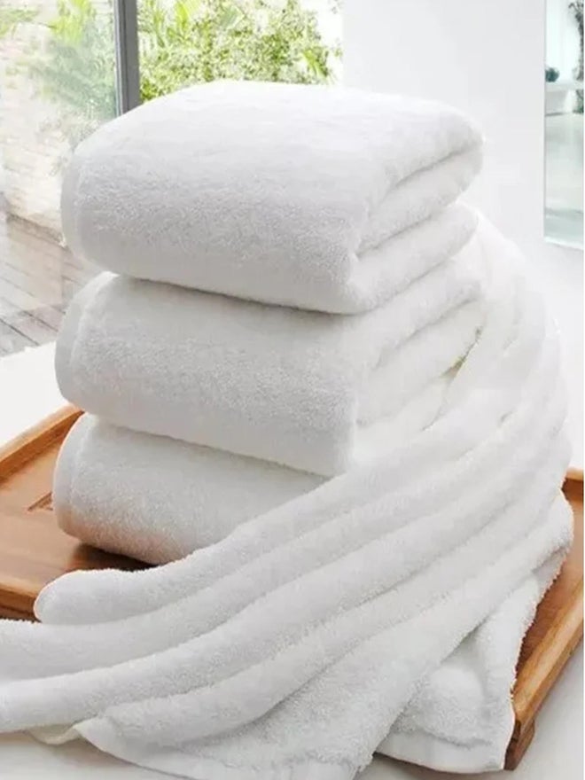 1CHASE Pack of 2 - Cotton Bath Towel, White 70x140cm - Image 2
