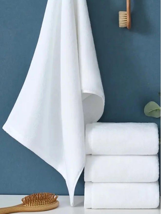 1CHASE Pack of 2 - Cotton Bath Towel, White 70x140cm - Image 3