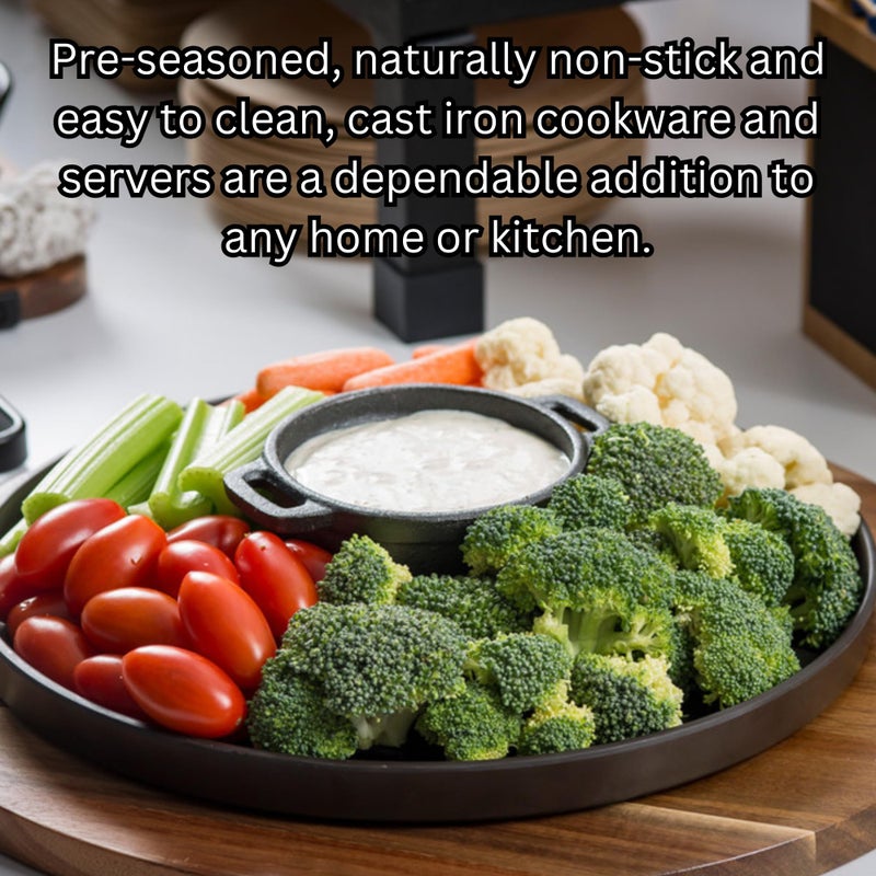 TableCraft Cast Iron Round Mini Casserole with Lid, 8 oz, Black, Pre-Seasoned Single-Serve Cookware, Oven to Table - Image 3