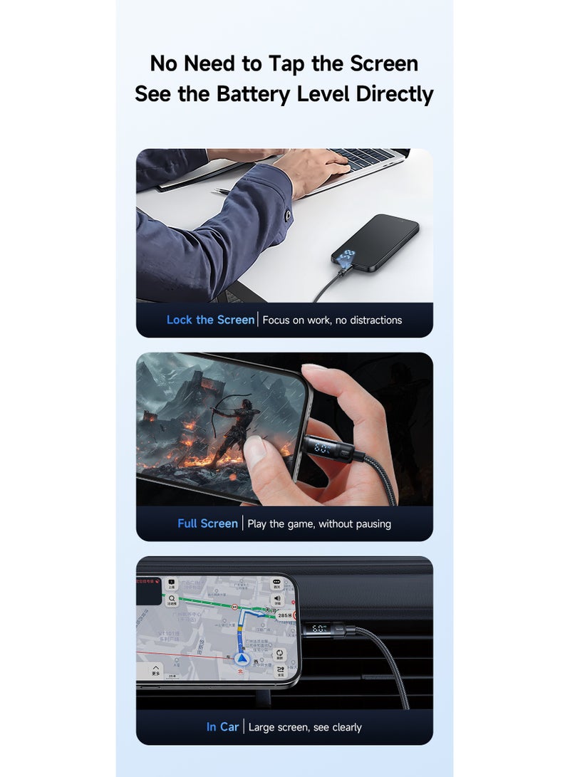 Mcdodo BAT Series USB-C to USB-C 60W PD Fast Charging Cable with LED Display Nylon Braided Compatible with iPhone 15 & 16 MacBook Samsung S24 Ultra and More - Image 5