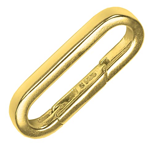 uGems 14K GP Sterling Silver Long Oval Flat Spring Bail Connector Carabiner Clasp - 1-Micron Gold Plated, 21mm OD, 16mm ID for Jewelry Making and Necklace Design - SKU: sx-201v - Image 3